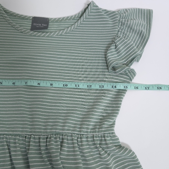 Olivia Rae Babydoll Flutter Sleeve Tiered Striped Green Dress Size Small - Picture 5 of 9